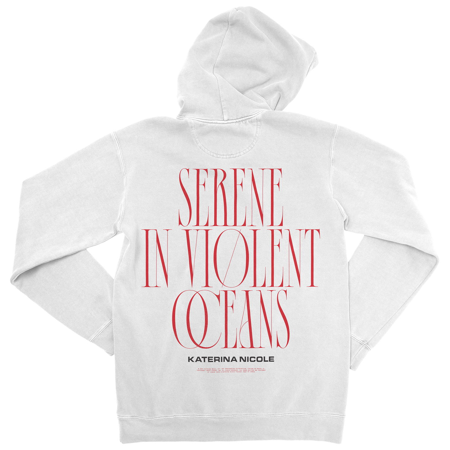 Serene In Violent Oceans / White Pullover Hoodie