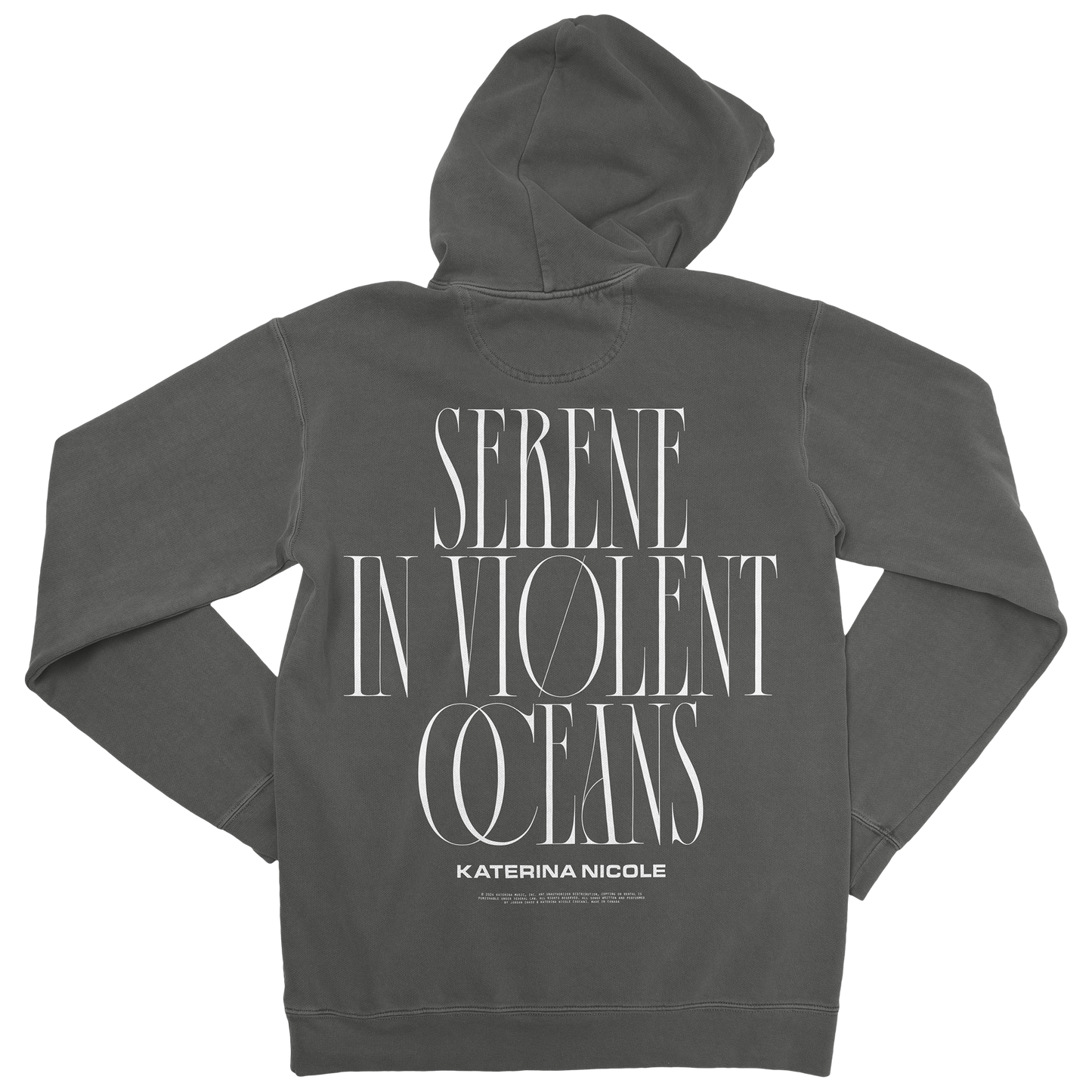 Serene In Violent Oceans / Charcoal Pullover Hoodie